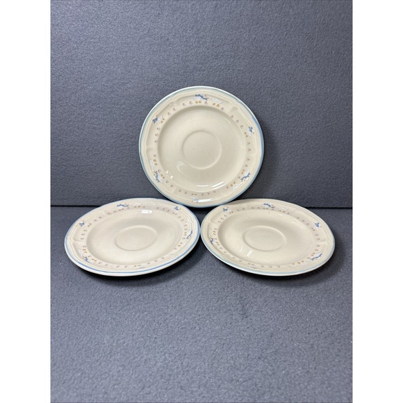Brick Oven Stoneware Other - Aunt Rhody Goose Saucers Set of 3 Blue Bow Farmhouse Stoneware